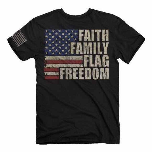 Faith Family Flag Freedom Fundamentals Short Sleeve T-Shirt - NEW Fast Ship - Picture 1 of 5